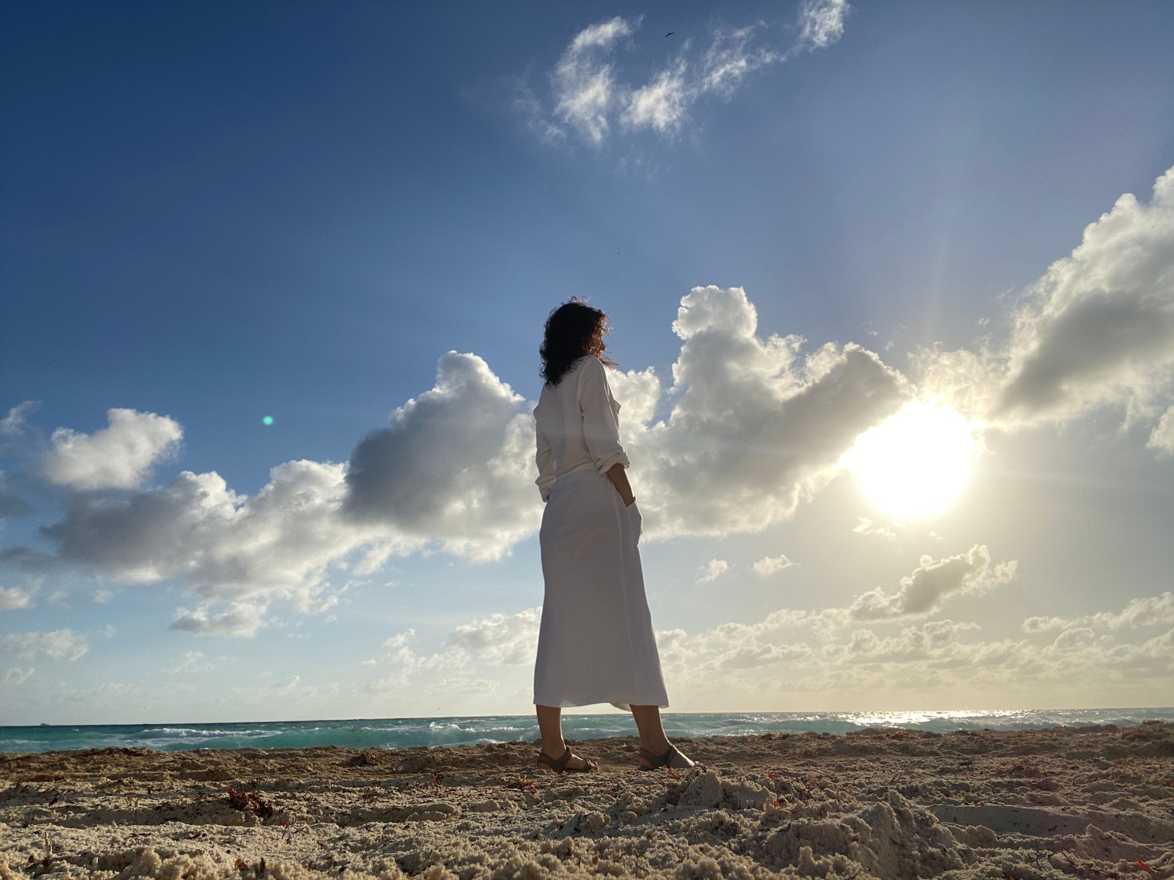 Tulip Joshi in White Dress Facing Sun